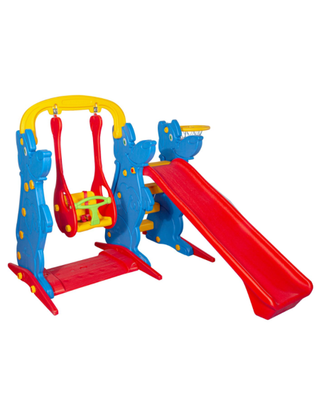 Columpio con Tobogán y Canasta - Diversión Para tu Patio Infantil