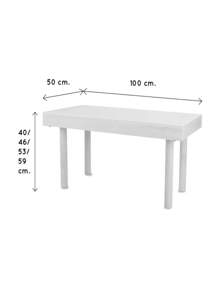 Mesa de luz de madera (100x50 cm) desde 1 hasta 6 años