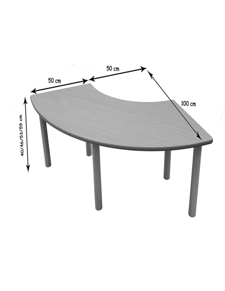 Mesa escolar 1/4 de aro Mobeduc