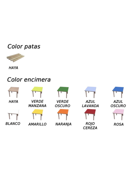 Mesa escolar cuadrada madera 80x80 cm Mobeduc