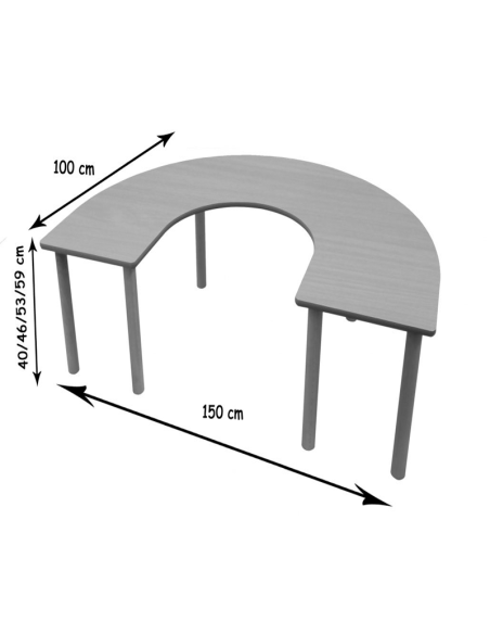 Mesa escolar en U madera 150x100 cm Mobeduc