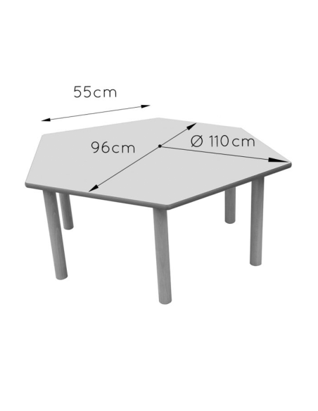 Mesa escolar hexagonal (de 1 a 6 años)