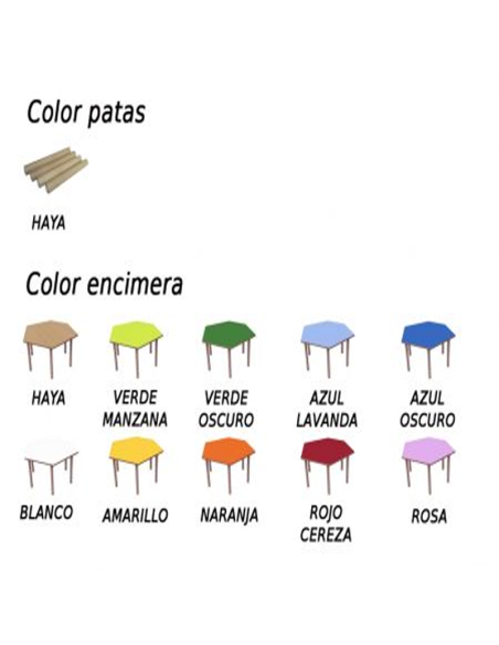 Mesa escolar hexagonal (de 1 a 6 años)