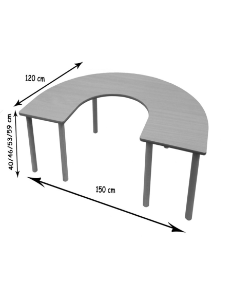 Mesa escolar Mobeduc semicircular "U" 150x120