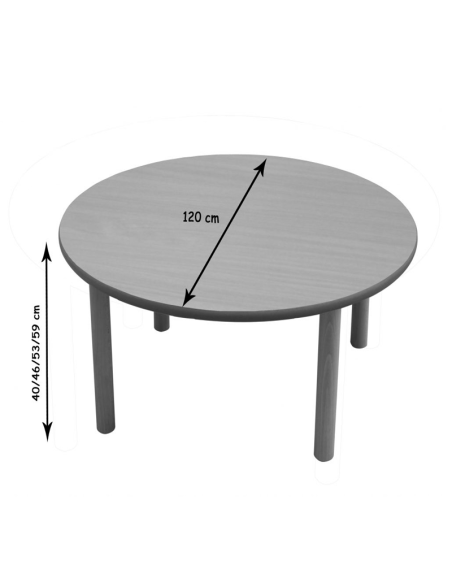 Mesa escolar redonda madera 120 cm Mobeduc