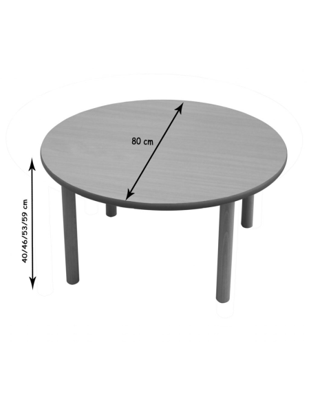 Mesa escolar redonda madera 80 cm Mobeduc