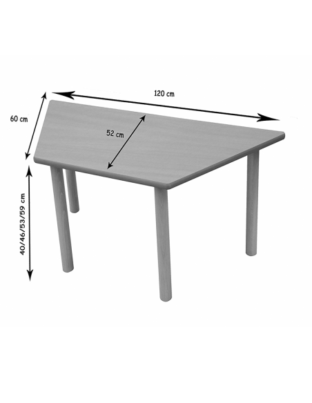 Mesa escolar trapecio 120x60 Mobeduc