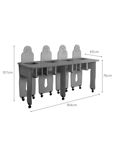 Mesa trona recta Mobeduc 4 niños