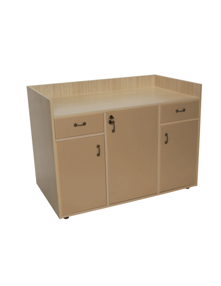 Mueble cambiador bebé con escalera giratoria y 3 puertas