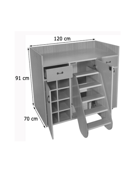 Mueble cambiador bebé con escalera giratoria y 3 puertas