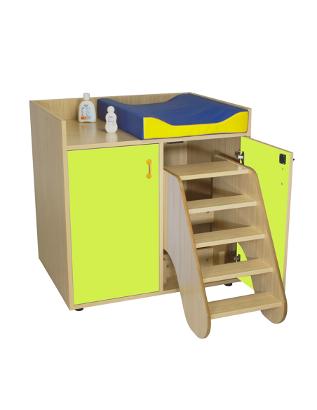 Mueble cambiador con escalera giratoria y 2 puertas