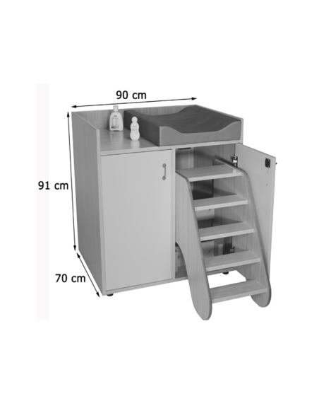 Mueble cambiador con escalera giratoria y 2 puertas