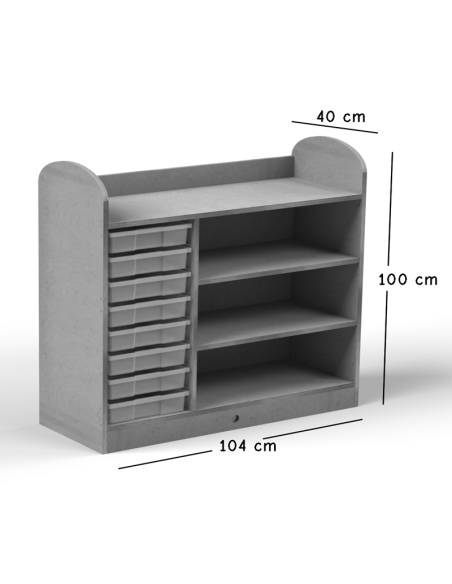Mueble cubetero y estantería