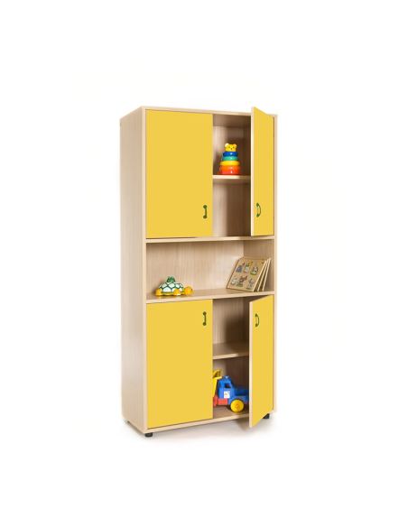Mueble escolar alto armario 4 puertas y hueco Mobeduc