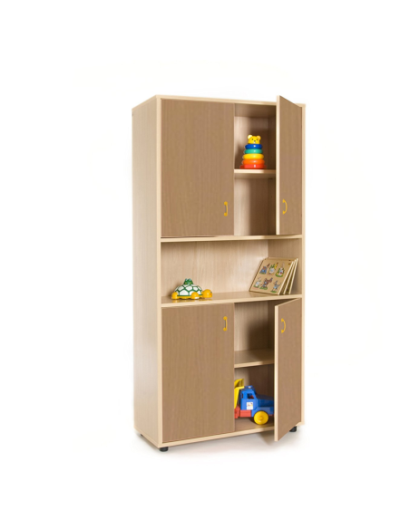 Mueble escolar alto armario 4 puertas y hueco Mobeduc