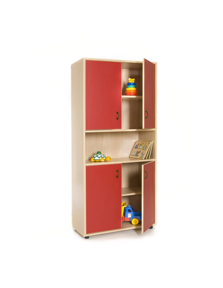 Mueble escolar alto armario 4 puertas y hueco Mobeduc