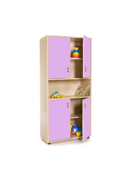 Mueble escolar alto armario 4 puertas y hueco Mobeduc
