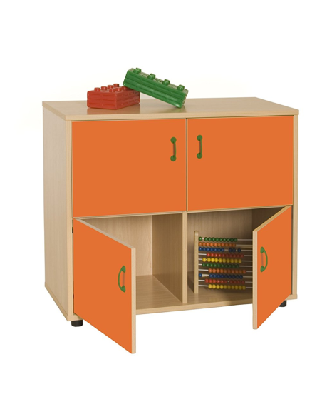 Mueble escolar bajo armario 4 casillas y 4 puertas