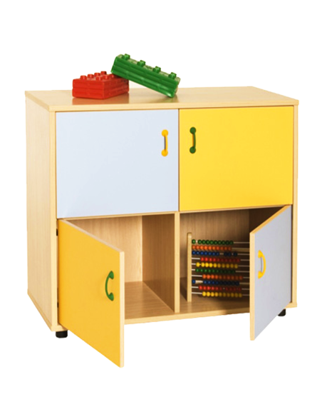 Mueble escolar bajo armario 4 casillas y 4 puertas