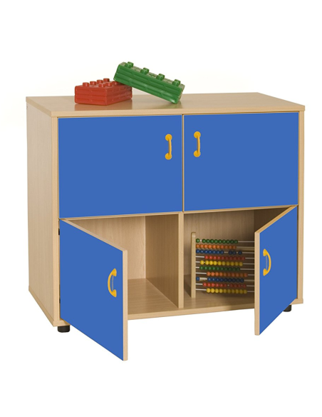 Mueble escolar bajo armario 4 casillas y 4 puertas
