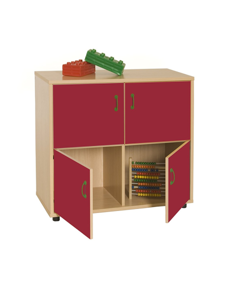 Mueble escolar bajo armario 4 casillas y 4 puertas