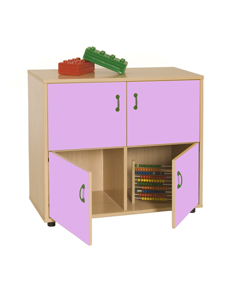 Mueble escolar bajo armario 4 casillas y 4 puertas