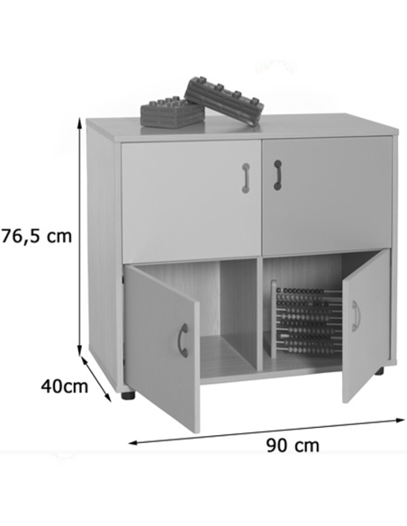 Mueble escolar bajo armario 4 casillas y 4 puertas