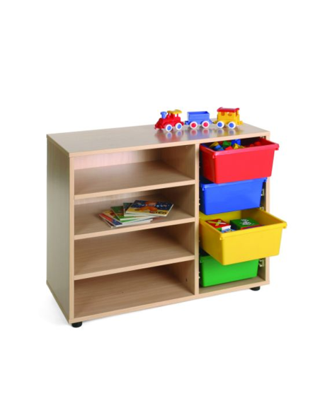 Mueble escolar bajo cubetero y estantería Mobeduc
