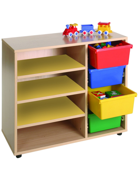 Mueble escolar bajo cubetero y estantería Mobeduc