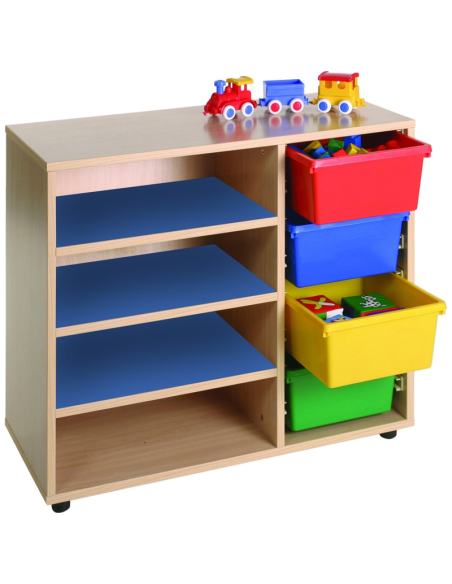 Mueble escolar bajo cubetero y estantería Mobeduc