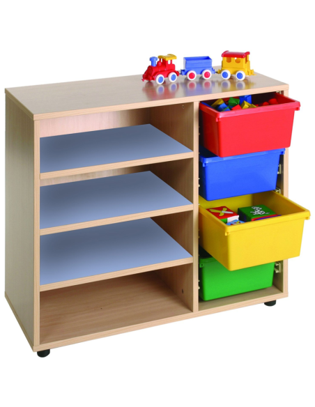 Mueble escolar bajo cubetero y estantería Mobeduc