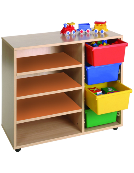 Mueble escolar bajo cubetero y estantería Mobeduc