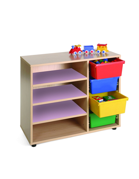 Mueble escolar bajo cubetero y estantería Mobeduc