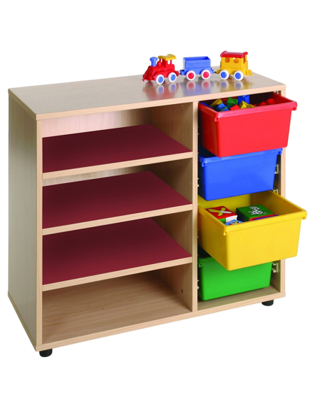 Mueble escolar bajo cubetero y estantería Mobeduc