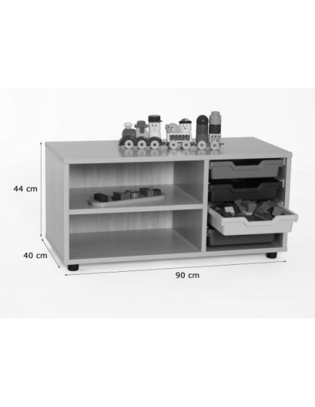 Mueble escolar superbajo estantería cubetero Mobeduc