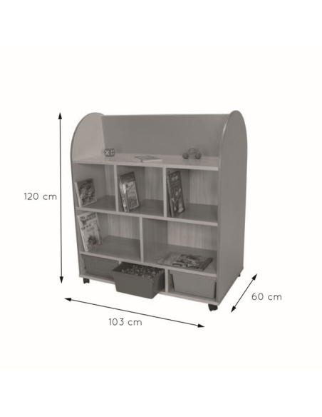 Mueble infantil expositor de libros ovalado