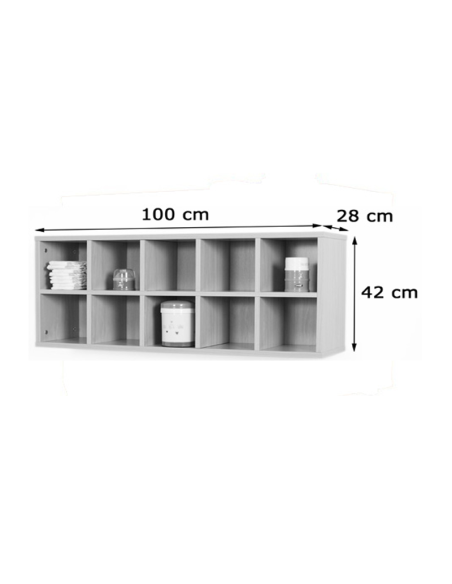 Mueble pañales casillero 10 casillas 100x42x28