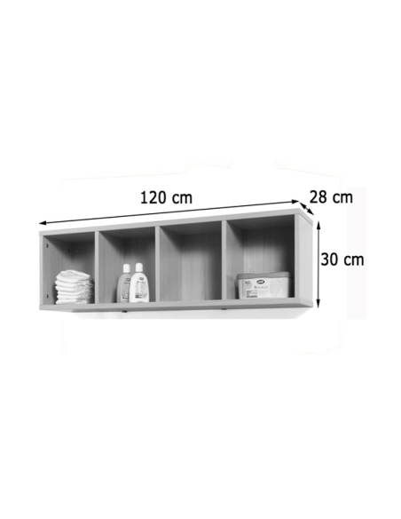 Mueble pañales casillero 4 casillas 120x30x28