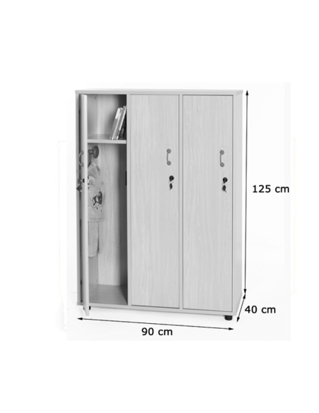 Mueble taquilla 3 niños c/llave (altura 125 cm)