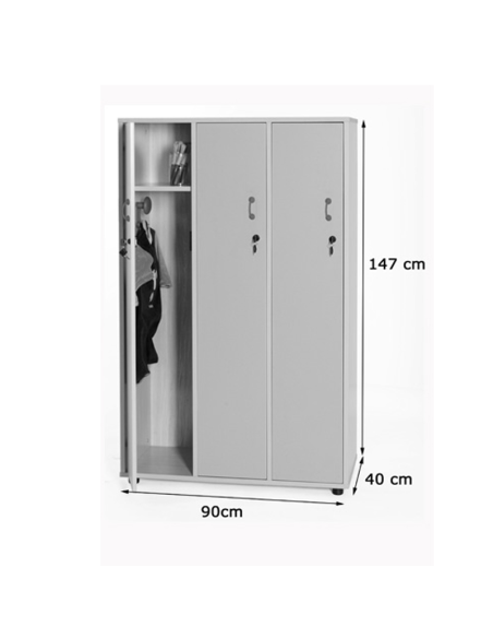 Mueble taquilla 3 niños c/llave (altura 147 cm)