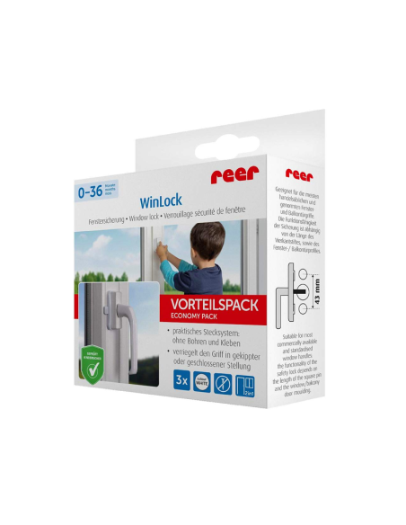 Seguro para ventanas y balcones PVC sin taladrar | Pack 3 uds