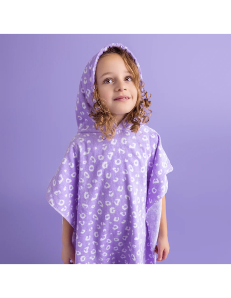 Poncho de Playa y Piscina Lila Panther Print - Estilo y Comodidad