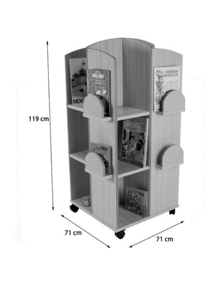 Torre expositora de libros