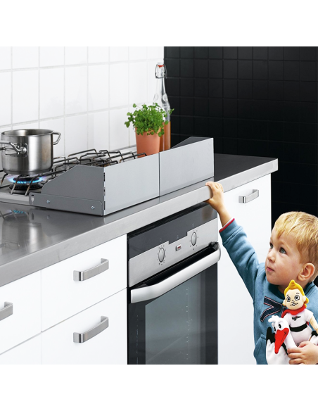 Barrera Cocina Acero Inoxidable - Protege a Niños de Quemaduras