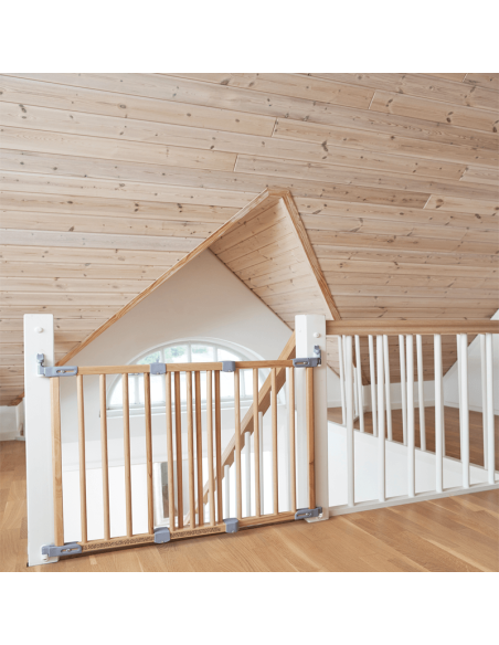 Barrera de Seguridad Infantil Flexi Haya – Madera Natural y Ajustable