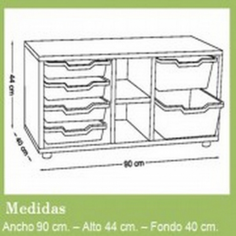 segurbaby.mueble escolar superbajo cubetero 90 cm