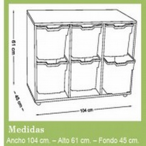 segurbaby.mueble escolar superbajo cubetero 3 columnas