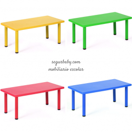 Mesa escolar rectangular polipropileno colores