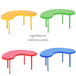 Mesa escolar semicircular polipropileno colores
