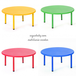 Mesa escolar circular polipropileno colores